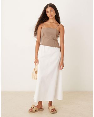 ASOS Cami Maxi Dress With Poplin Skirt - Natural