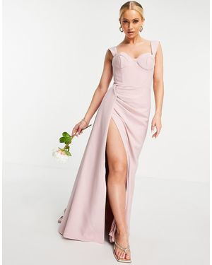 Jarlo Vestito Lungo Drappeggiato Cipria Con Coppe - Rosa