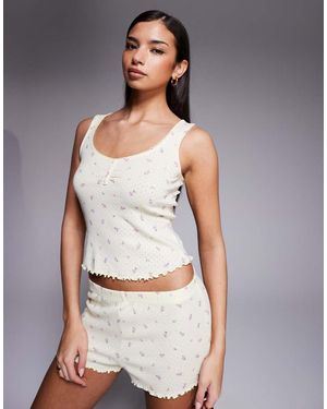 Boux Avenue Completo Traforato Con Canotta E Pantaloncini A Fiori - Grigio
