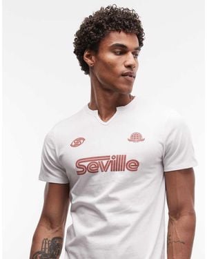 ASOS Slim T-Shirt With Puff Print Football Graphic - White