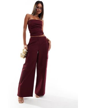 Kaiia Exclusive Wide Leg Pants Co-ord - Red