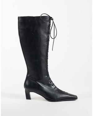 ASOS Cullen Botas Hasta La Rodilla Con Cordones Y Tacón En - Negro