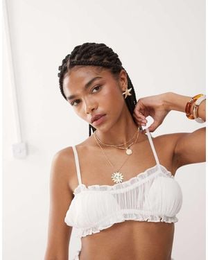 Miss Selfridge Beach Chiffon Bra Top - Brown