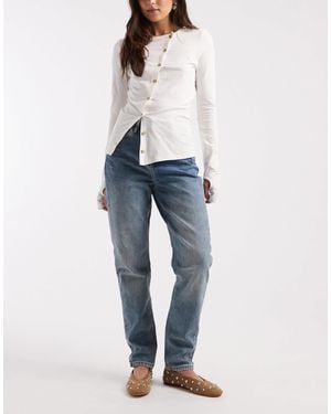 Pieces Millie High Rise Mom Jeans - Blue