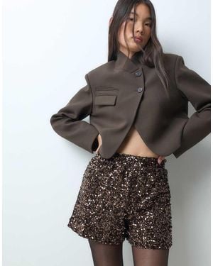 ONLY Shorts Met Hoge Taille En Lovertjes - Zwart