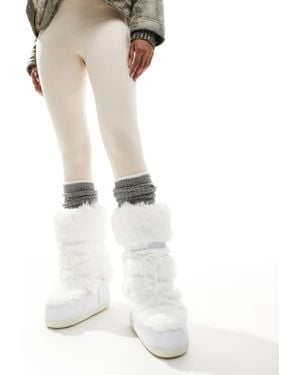 South Beach – flauschige, kniehohe schneestiefel - Weiß