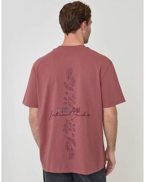 Threadbare Relaxed Fit Graphic Cotton T-Shirt - Red