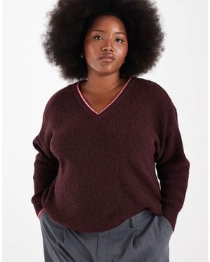 ONLY Contrast Stitch Sweater - Red