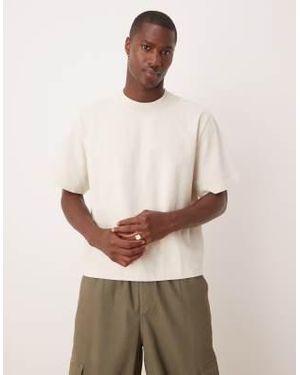Abercrombie & Fitch – hochwertiges cropped-t-shirt aus schwerem material - Natur