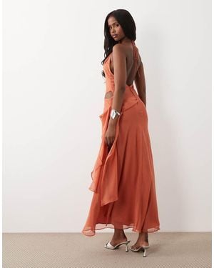 Bardot Cyrel Chiffon Plunge Neck Cut Out Out Low Back Maxi Dress - White