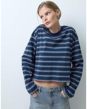 ASOS Cropped Boxy T-Shirt Met Lange Mouwen - Blauw