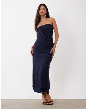 ASOS Mesh Gedrapeerde Bandeau Maxi Jurk - Blauw