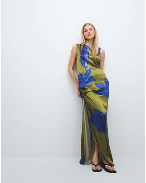 TOPSHOP Satin Sleeveless Knot Side Maxi Dress - White