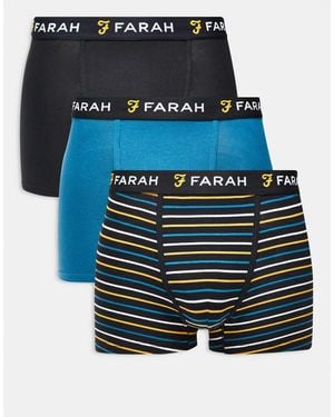 Farah 3-pack Jacquard Waistband Logo Boxers - Blue