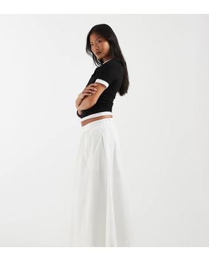 Vero Moda Volle Midi Rok Met Elastische Taille - Wit