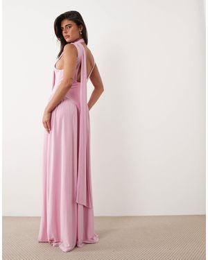 ASOS Slinky Maxi Dress With Scarf Detail - Pink