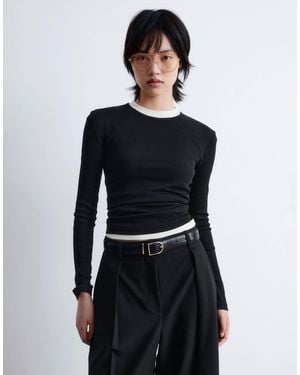 & Other Stories Soft Jersey Rib Long Sleeve Top - Blue