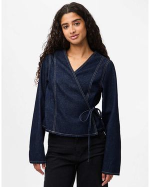 Pieces Wrap Blouse - Blue