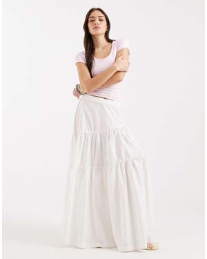 ASOS Asymmetric Tiered Boho Maxi Skirt - White