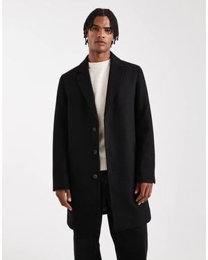 Jack & Jones Wool Blend Overcoat - Black