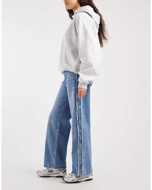 Mango Teen Straight Jean With Frayed Trim - Blue