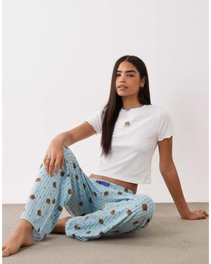 Wednesday's Girl Wednesdays Girl Tee And Trousers Pyjama Set - White