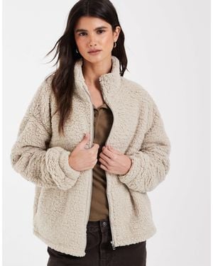 Noisy May Zip Through Fleece - Natural