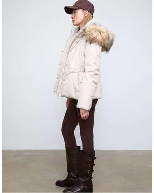 Stradivarius Puffer Jacket With Hood - White