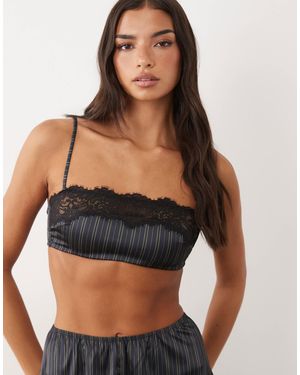 ASOS Madeline Bandeau With Removable Pads & Lace Trim - Black