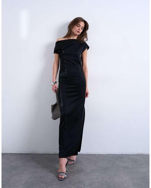 TOPSHOP Iridescent Off Shoulder Maxi Dress - White