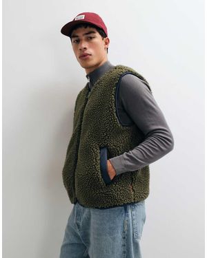 Levi's Gilet Borg Con Zip Integrale Seacliff Color Kaki - Rosso