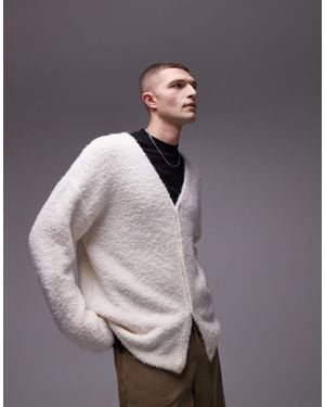 TOPMAN Gilet décontracté en maille bouclée - avoine - Gris