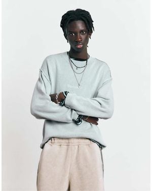Pull&Bear Stwd Studio Embroidered Jumper - White