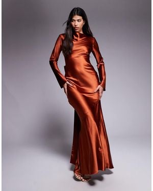 DASKA – maxikleid aus satin - Rot