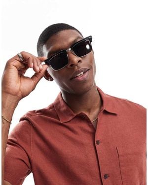 ASOS Gafas De Sol Plateadas Y Negras De Estilo Retro Con Lentes Negras Ahumadas De - Rojo