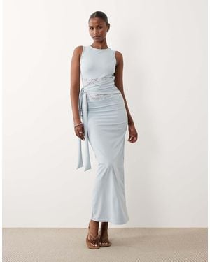 The Frolic Exclusive Lace Insert Tie Detail Maxi Dress - White