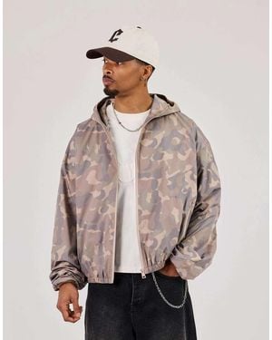 CERNUCCI Camo Nylon Hooded Jacket - Natural
