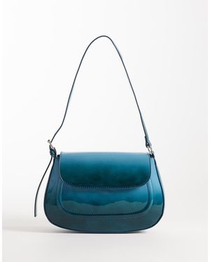 ASOS High Shine Flap Shoulder Bag - Blue