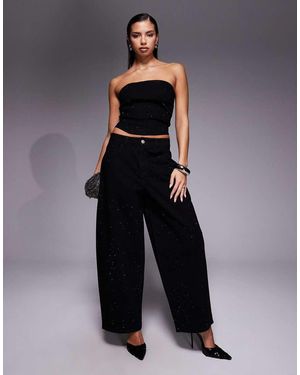 Liquor N Poker baggy Embellished Balloon Jeans Co-ord - Blue