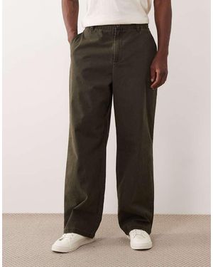 ASOS Wide Suit Trousers With Quarter Elasticated Waist - Brown
