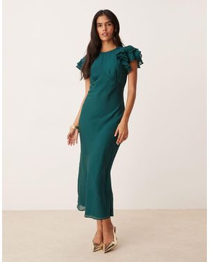 Nobody's Child Lola Ruffle Sleeve Midaxi Dress - Green