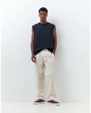 Pull&Bear – hose aus leinenmix - Blau