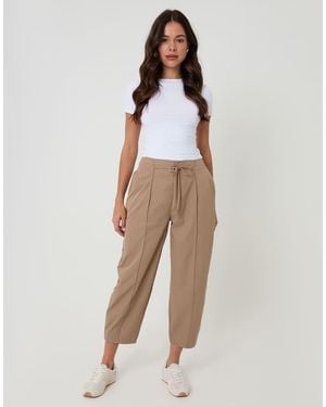 Threadbare Princess Seam Barrel Leg Trousers - Natural