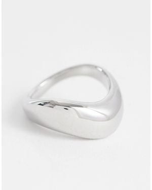 ASOS Waterproof Stainless Steel Ring With Clean Wave Design - White