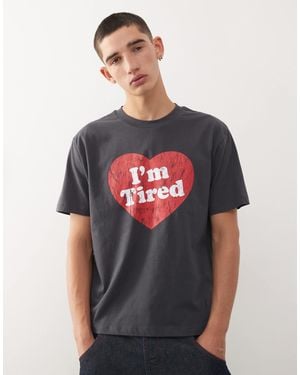 Collusion Slim Slogan T-shirt - Grey
