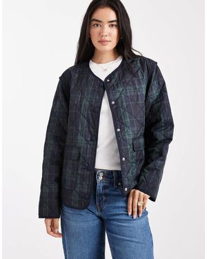 Object Quilted Check Jacket - Blue