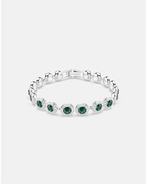 Swarovski Una Angelic Bracelet, Round Cut, Pavé, Medium, Rhodium Plated - Green