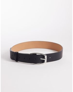 ASOS Waist And Hip Square Half Moon Buckle Belt - Grey