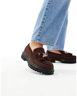 SEQWL Wide Fit Jeep Chunky Tassel Loafers - Blue