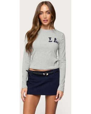 Edikted La Girl Long Sleeve T Shirt - Blue